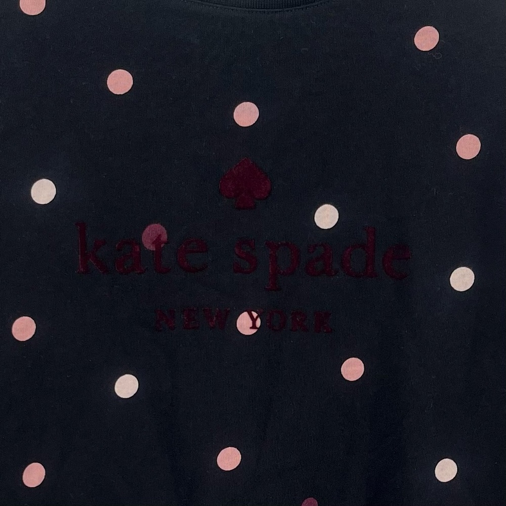 Kate Spade NY Broome Street Dot Velvet Logo Crewneck Sweatshirt Women's Large - Picture 2 of 5